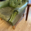 1250472-27 Chesterfield green and brown armchairs including small table
