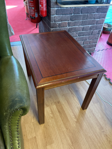 1250472-24 Chesterfield green and brown armchairs including small table