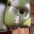 1250472-18 Chesterfield green and brown armchairs including small table
