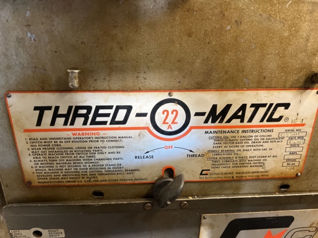 1243196-3 Pipe threading machine Thred-O-Matic 22A -1976