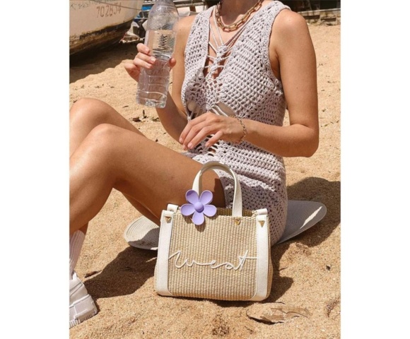 1254705-4 We eat avocado toast Leder-Shopper Raphia Tofu bag - Shipping included