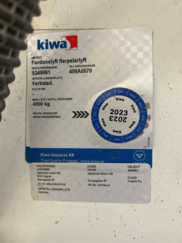 1235397-27 4-pelarlyft 4000 kg med frihjulslyft - Stenhöj 005300 430A -2006