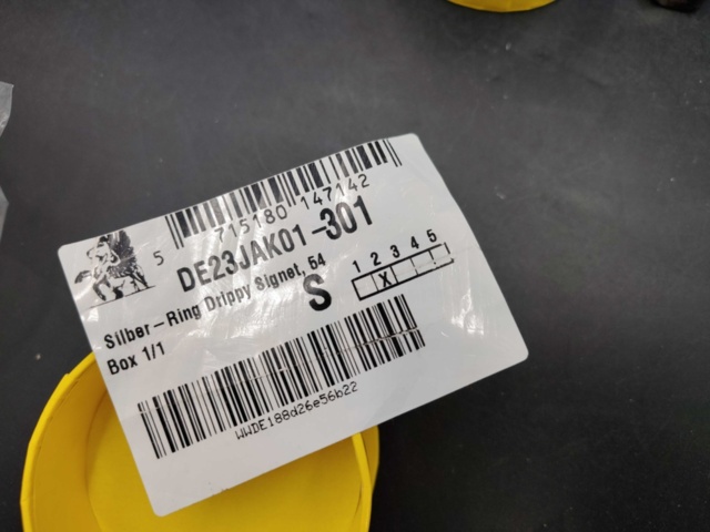 1262919-4 Jane Koenig Silver Ring Drippy Signet, size 54 - Shipping included