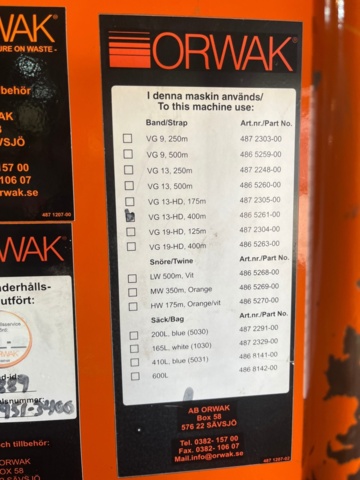 1251691-6 ORWAK 3400 Baler