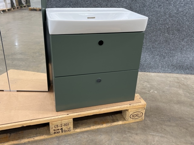 1217681-2 Chest of drawers Svedbergs Intro 55 with wash basin & mirror cabinet Salvia