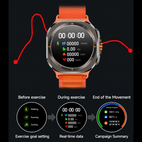 1269603-5 Z7 Ultra Smartwatch 1.46-inch Waterproof Health Monitoring Orange - Shipping Included