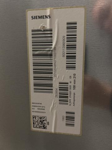 1250591-13 Refrigerator and freezer integrated Siemens