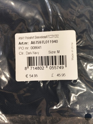 1271386-3 Polo sleeveless ANKY, Size M