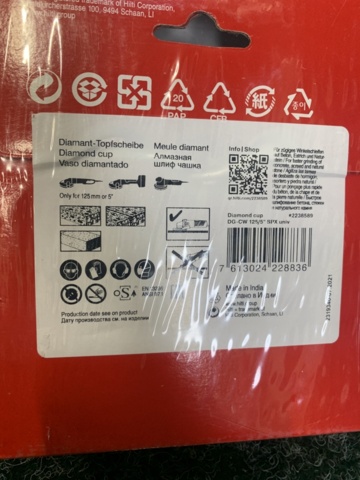 1272500-5 Diamond grinding wheel Hilti DG-CW 125/5" SPX universal