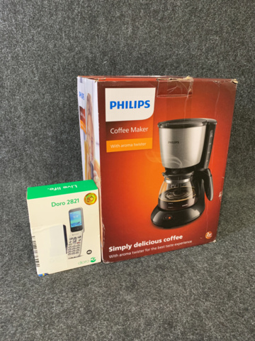 1266971-3 Coffee maker Philips HD7462/20 & Push-button phone Doro 2821 Red/White 4G