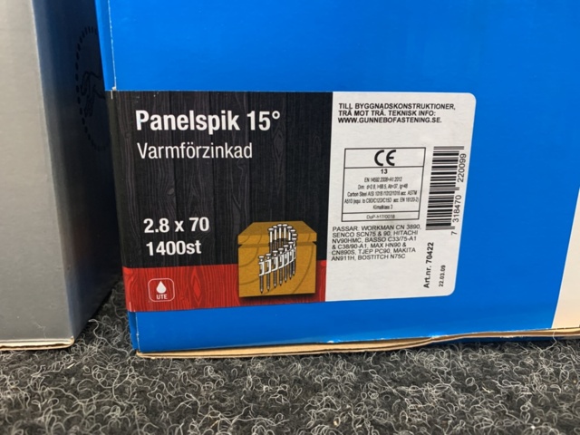 1275311-2 Panel nails 2.8x70 & 2.8x48, Gunnebo