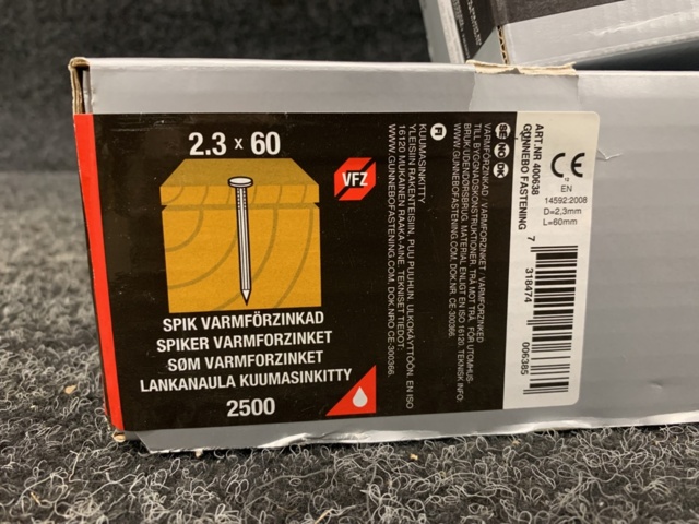 1275312-2 Nail 2.3x60 & Comb nail 2.5x60, Gunnebo