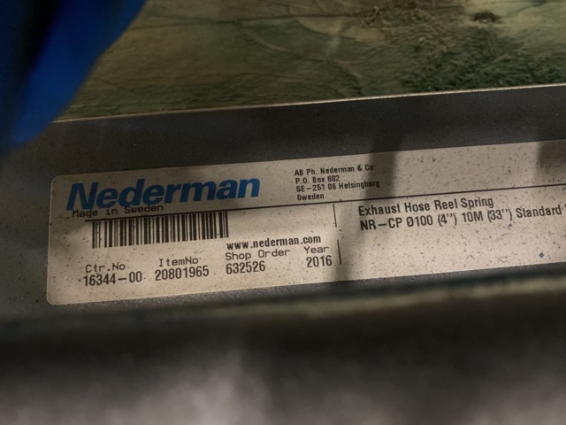 1282257-6 Exhaust hose reel Nederman