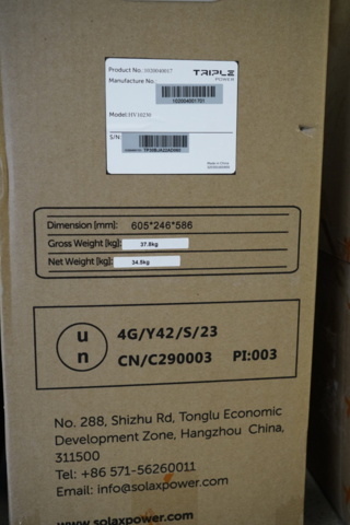 1254943-10 Battery system, Solax Triple Power, 6.2 kWh