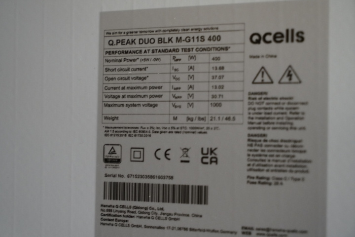 1254955-3 Solar panels 9 pcs - Q-Cells Q.Peak Duo BLK M-G11S 400