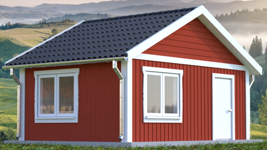 Attefall house of 30 square meters with gable roof (Including panel ...