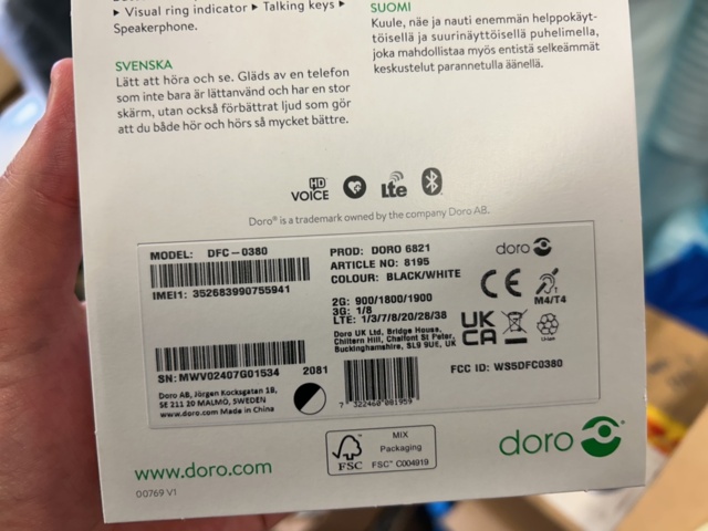 1283317-4 Mobile phone Doro 6821