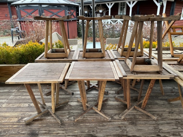 1255056-1 Teak table for outdoor dining, 10 pieces, Jutlandia