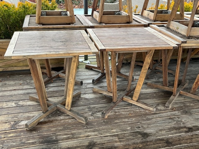 1255056-2 Teak table for outdoor dining, 10 pieces, Jutlandia