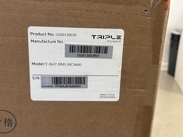 1254943-19 Battery system, Solax Triple Power, 6.2 kWh