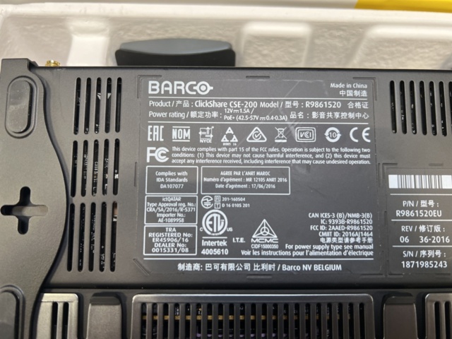 1288224-7 Barco NV ClickShare CSE-200 Model R9861520 / R9861500D01 (NEW)