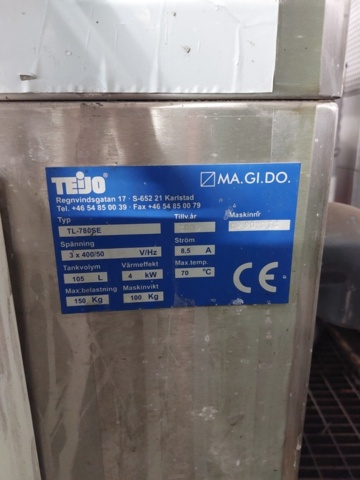 1249225-5 Top loading washing machine/Small parts washer Teijo TL-780SE -2009