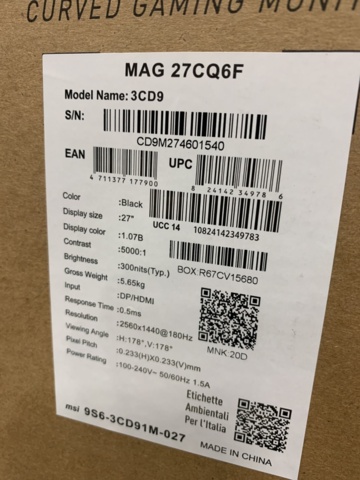 1283041-3 27" Gaming monitor MSI MAG 27CQ6F