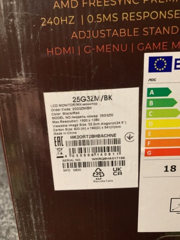 1291650-3 25" Gaming monitor AOC 25G3ZM/BK