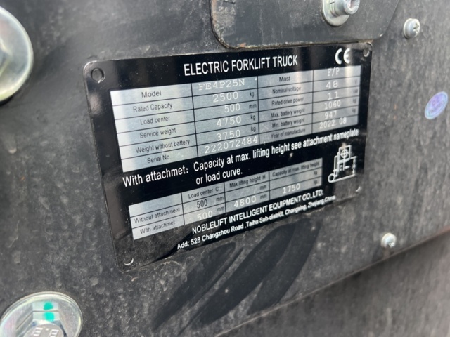 1245151-16 Electric forklift with charger - Noblelift FE4P25N -2022