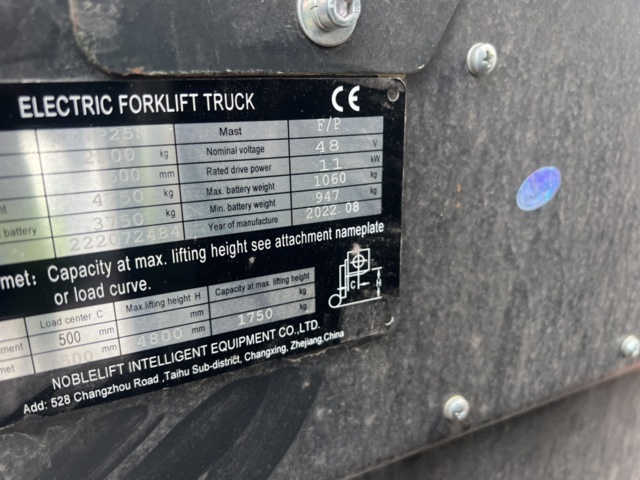 1245151-17 Electric forklift with charger - Noblelift FE4P25N -2022
