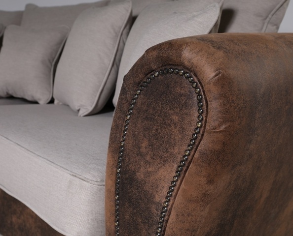 1292600-2 Western 4-sits svängd soffa - Vintage / Beige
