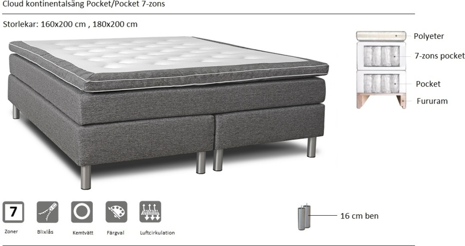 1292602-1 Continental bed: 180x200 cm
