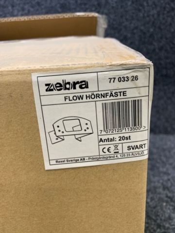 1293405-9 20 st Hörnfästen Zebra Flow, svart