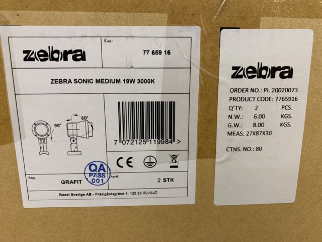 1293469-17 2 pcs Spotlight Zebra Sonic LED 19W 3000K Graphite