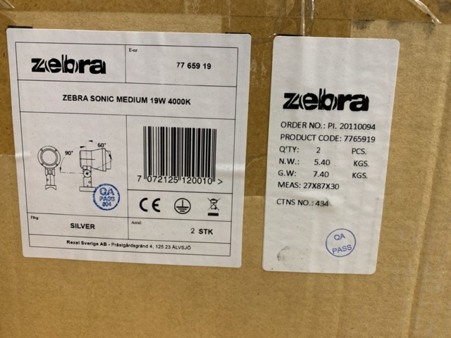 1294273-17 2 pcs Spotlight Zebra Sonic LED 19W 4000K Silver