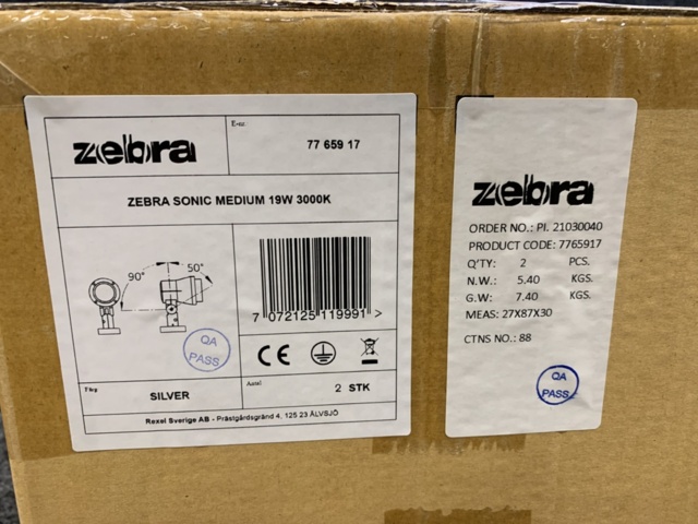 1294311-15 2 pcs Spotlight Zebra Sonic LED 19W 3000K Silver