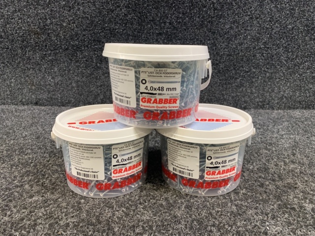 1299497-1 3 pcs Packs Strip & Lining Screw 4.0x48mm, Grabber