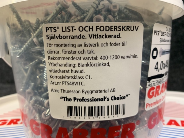 1299497-3 3 pcs Packs Strip & Lining Screw 4.0x48mm, Grabber