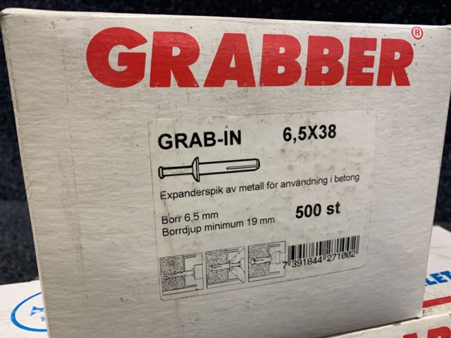 1299512-2 3 pcs Packs Expander nail 6.5x38mm, Grabber