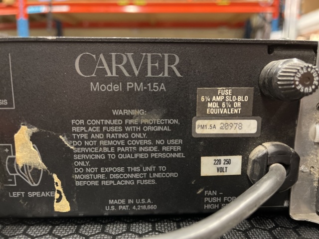 1272975-5 Carver PM1.5 lightweight power amplifier 2x 450w