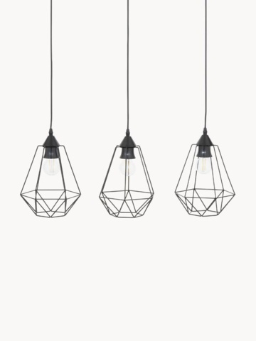 1301215-1 Pendant lamp, WestWing, 3-light, black metal, height adjustable