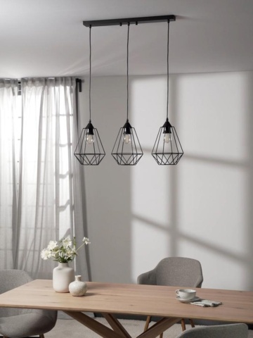 1301215-2 Pendant lamp, WestWing, 3-light, black metal, height adjustable