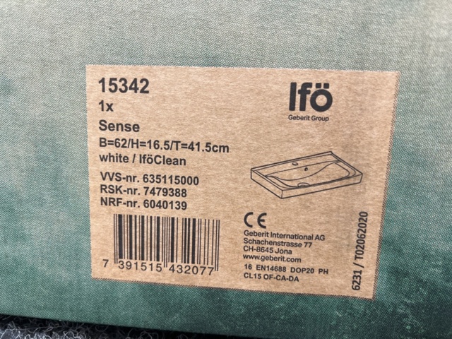 1305630-4 Washbasin Ifö Spira Compact, 622x414x156mm (LxWxH)