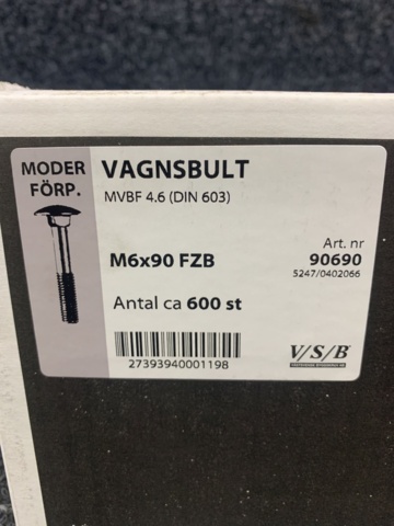 1288260-2 Ca 600 st vagnsbultar M6x90 FZB