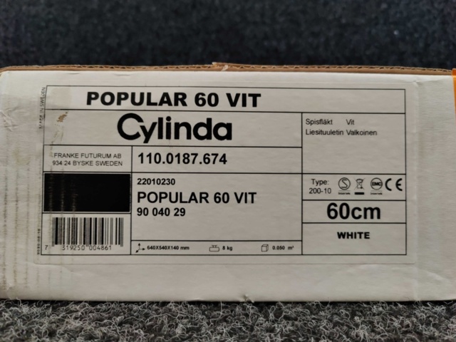 1309514-3 Spisfläkt Cylinda Popular 60 Vit