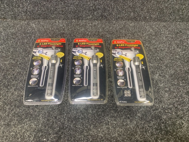 1311244-1 3 pcs Flashlights AmPro 6-LED Flashlight with magnets