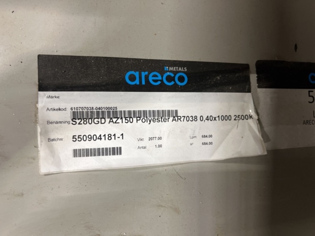 1278136-4 Lager med plåt, plåtband, aluminium, kärnmaterial m.m