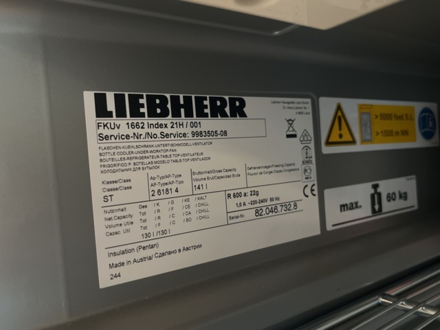 1308872-7 Undercounter refrigerator Liebherr FKUv 1662