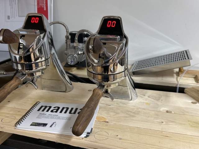 1249405-10 Espresso machine with steam wand and hot water unit - La Marzocco Modbar with Marco Ecosmart UC4