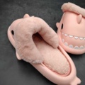 1322793-3 3 pairs of lined shark slippers, pink, size: 40-41 - Shipping included